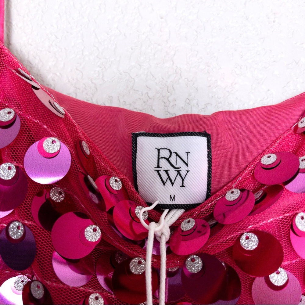NWT Runaway The Label Cortez Mini Dress M Pink Sequin Sleeveless Stretch - Picture 5 of 11